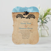 Beach Turtle Whimsical Wedding Einladung (Stehend Vorderseite)