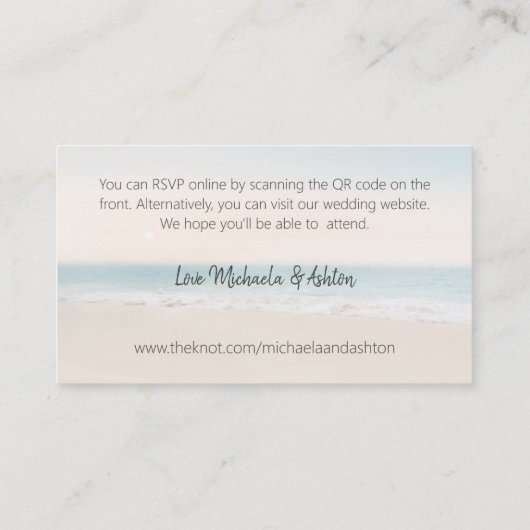 Beach UAWG mit Hochzeitsseite QR Code Umschließung Begleitkarte (Rückseite)