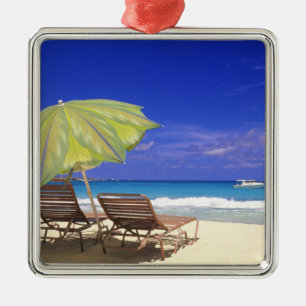 Beach Umbrella, Abaco, Bahamas Silbernes Ornament