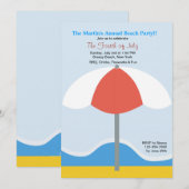 Beach Umbrella Party Einladung (Vorne/Hinten)