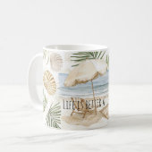 Beach Umbrella Tropical Shells Palm Leaves Kaffeetasse (Vorderseite Links)