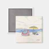 BEACH UMBRELLAS-Magnet (Quadrat) Magnet (Vorderseite/Rückseite)