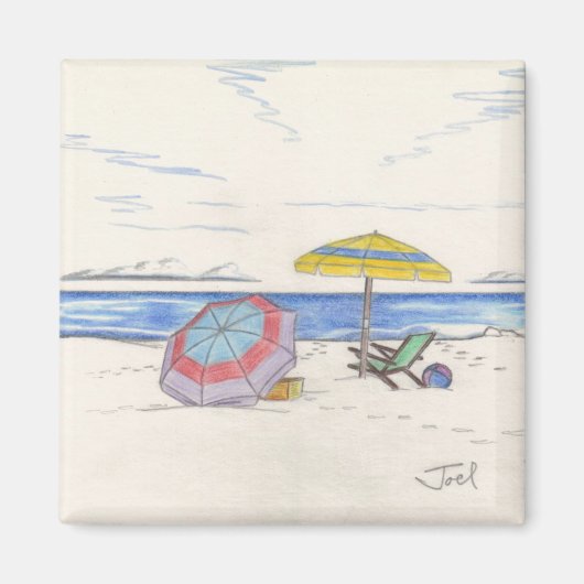 BEACH UMBRELLAS-Magnet (Quadrat) Magnet (Vorne)