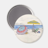 BEACH UMBRELLAS-Magnet (rund) Magnet (Vorderseite/Rückseite)