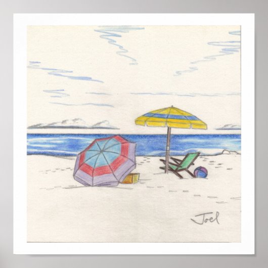 BEACH UMBRELLAS print (7.33"x7.33") Poster (Vorne)
