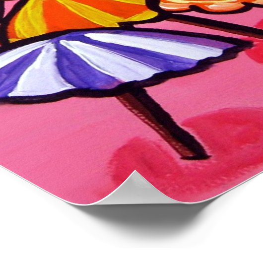 Beach Umbrells Sailboats Spaß Kunst Poster (Ecke)