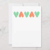 Beach Umdreh Flop Hearts Türkis und Korallenhochze Einladung (Rückseite)