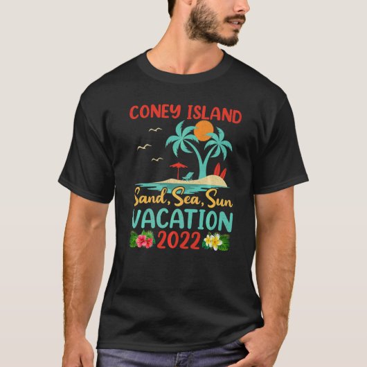 Beach Vacation 2022 Retro Sunset New York Coney is T-Shirt (Vorderseite)