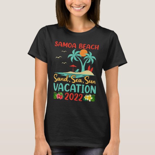 Beach Vacation 2022 Retro Sunset Polynesien Samoa T-Shirt (Vorderseite)
