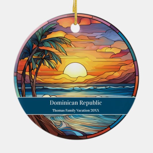 Beach Vacation der Dominikanischen Republik Keramik Ornament (Hinten)