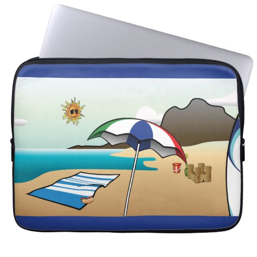 Beach Vacation Dunkelblauer Laptop-Sieb Laptopschutzhülle (Vorderseite)