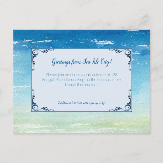 Beach Vacation Zuhause Gasteinladung Postkarte (Vorderseite)