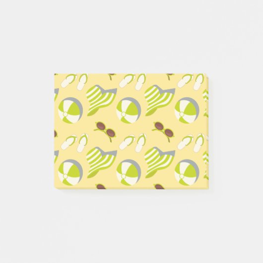 Beach vacay pattern with sunglasses and sun hat  post-it klebezettel (Vorderseite)