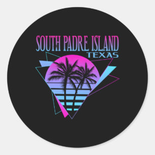Beach Vaporwave Vacation South Padre Island Runder Aufkleber