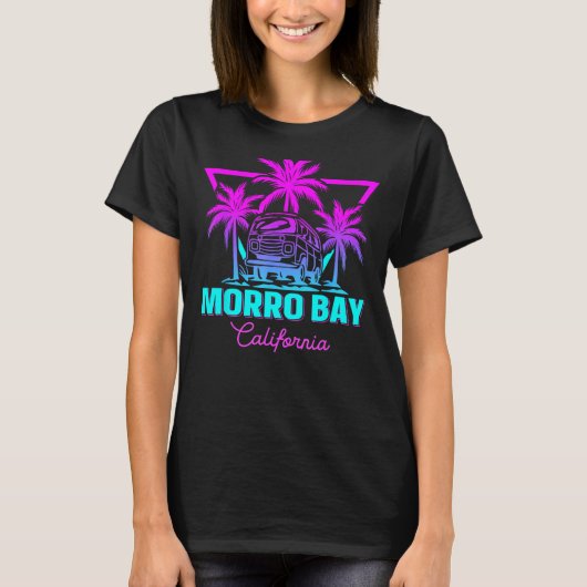 Beach Vaporwave Vacation Souvenir Morro Bay T-Shirt (Vorderseite)
