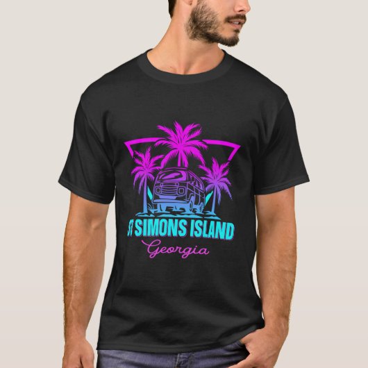 Beach Vaporwave Vacation St Simons Island T-Shirt (Vorderseite)