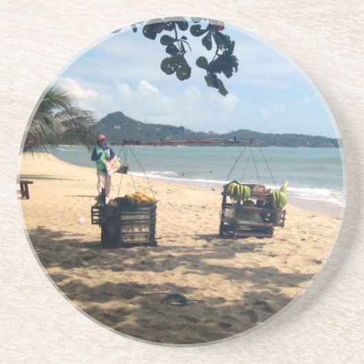 Beach Vendings ... Lamai Beach, Koh Samui Island Sandstein Untersetzer (Vorne)
