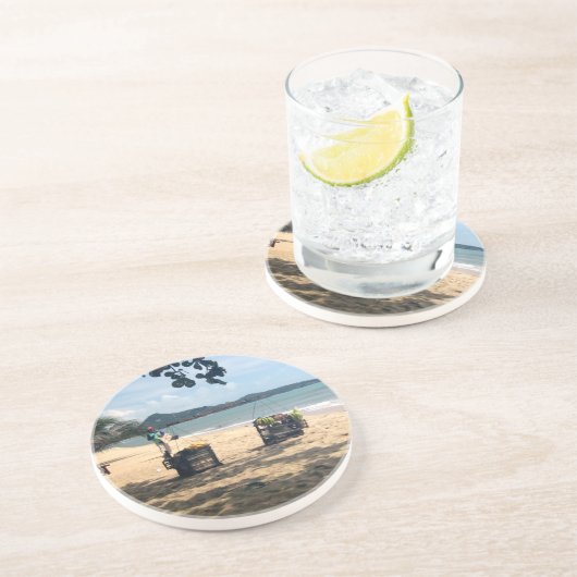 Beach Vendings ... Lamai Beach, Koh Samui Island Sandstein Untersetzer (Seite)