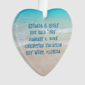 Beach Verlobung Herzlich gestyltes Foto Ornament (Vorderseite)