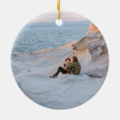 Beach Verlobung Pass Briefmarke Zielort Keramik Ornament (Hinten)