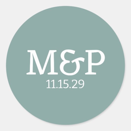 Beach Vibe Initials Aquamarin Runder Aufkleber (Vorderseite)