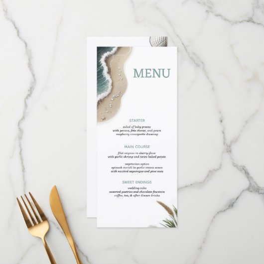 Beach Vibe Menükarte (Vorderseite/Rückseite Beispiel)