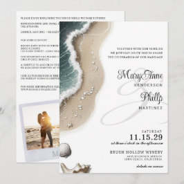 Beach Vibe mit Details & QR Code Hochzeit Einladung