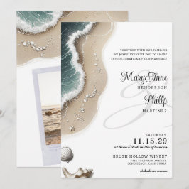 Beach Vibe mit Foto Hochzeit Einladung