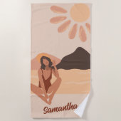 Beach Vibe Summer Retro Individuelle Name Strandtuch (Vorderseite)