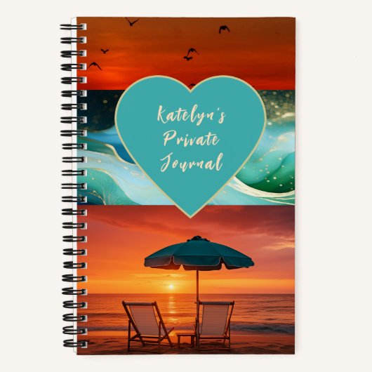 Beach Vibe Sunset Personalized Spiral Notebook Notizblock (Vorderseite)