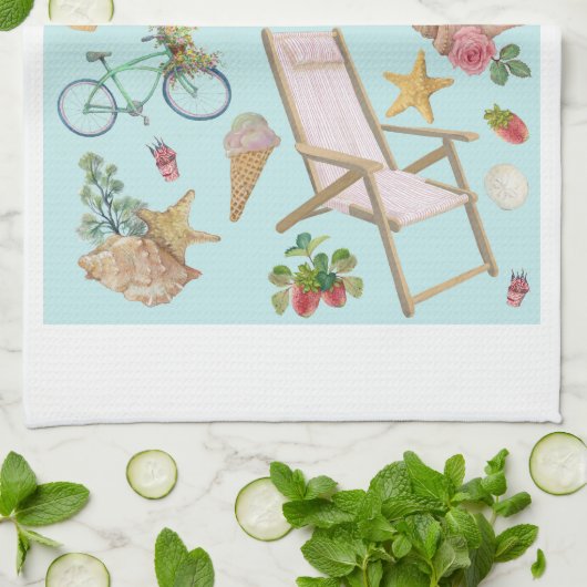 Beach Vibes auf Blue Geschirrtuch (Gefaltet)