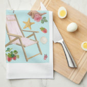 Beach Vibes auf Blue Geschirrtuch (Viertel Falte)