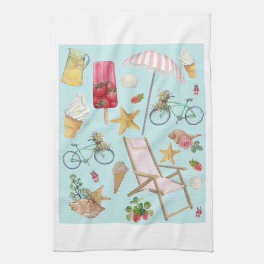Beach Vibes auf Blue Geschirrtuch (Vertikal)