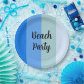 Beach Vibes, Blue Stripes Pappteller (Party)
