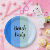Beach Vibes, Blue Stripes Pappteller (Party)