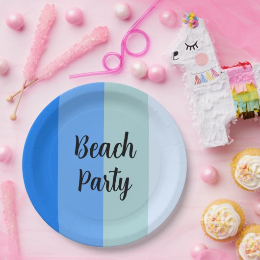 Beach Vibes, Blue Stripes Pappteller (Party)