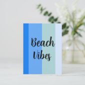 Beach Vibes, Blue Stripes Postkarte (Stehend Vorderseite)