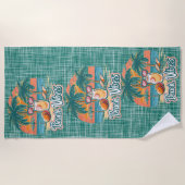Beach Vibes Dark Green Strandtuch (Vorderseite)