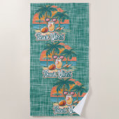 Beach Vibes Dark Green Strandtuch (Vorderseite)