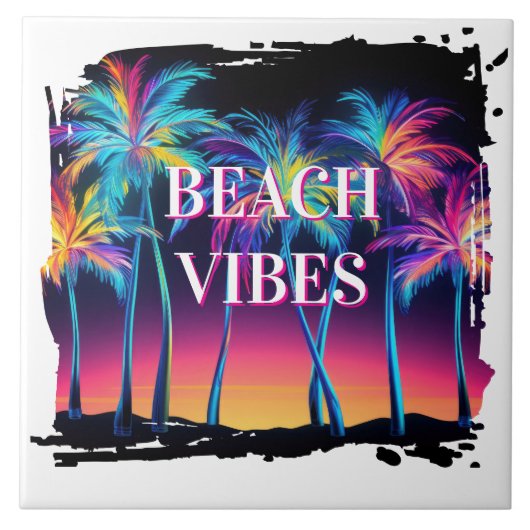 Beach Vibes Keramik Tile Fliese (Vorderseite)