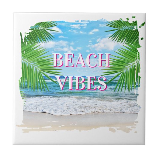 Beach Vibes Keramik Tile Fliese (Vorderseite)