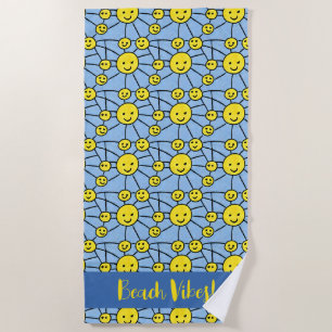"Beach Vibes!" Lächelndes Strandtuch