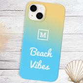 Beach Vibes Modern Blue Yellow Ombre Mit Monogramm Case-Mate iPhone Hülle