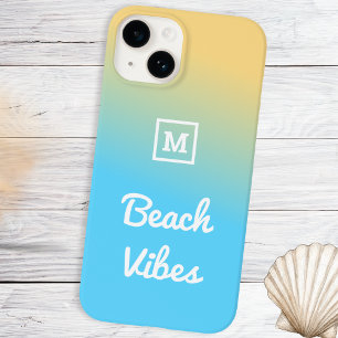 Beach Vibes Modern Blue Yellow Ombre Mit Monogramm Case-Mate iPhone 14 Hülle