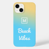 Beach Vibes Modern Blue Yellow Ombre Mit Monogramm Case-Mate iPhone Hülle (Rückseite)