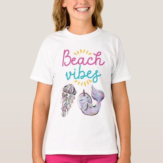 Beach Vibes Narwhale T-Shirt (Vorderseite)