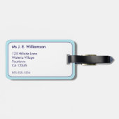 Beach Vibes Nautical Stripe Blue White Monogram Gepäckanhänger (Rückseite horizontal)