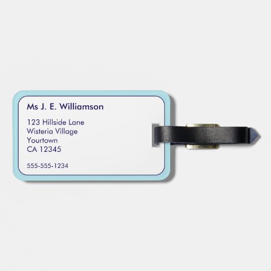 Beach Vibes Nautical Stripe Blue White Monogram Gepäckanhänger (Rückseite horizontal)