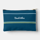 Beach Vibes Navy Blue Ocean Summer Cool Monogram Zubehörtasche (Rückseite)