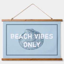 Beach Vibes nur gestörten Schriftart Blau Wandteppich Mit Holzrahmen